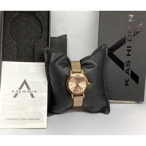 Kashidun BO7CV8J5HL Unisex Gold Mash Analog Rose Gold Dial Quartz Watch BW88